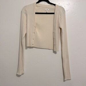 Aerie Cream Ribbed Knit Sweater